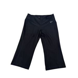 Nike Fit Dry Leggings Run Capri Black Pants Active Gym Athleisure Womens M 8- 10